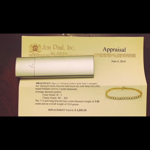 3ct TW diamond tennis bracelet 14k gold wht 18.6g - Picture 7 of 7